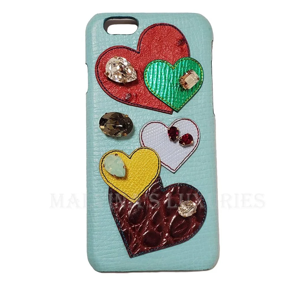 DOLCE & GABBANA PHONE CASE iPHONE COVER CRYSTAL HEARTS SAN VALENTINO